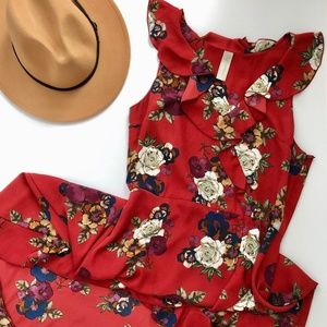Floral High-Low Ruffle Dress